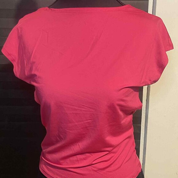 BUNDLE OF TWO BARE BACK WOMEN'S BLOUSES PINK & BLACK POLYESTER BLEND SIZE LARGE - Picture 1 of 5